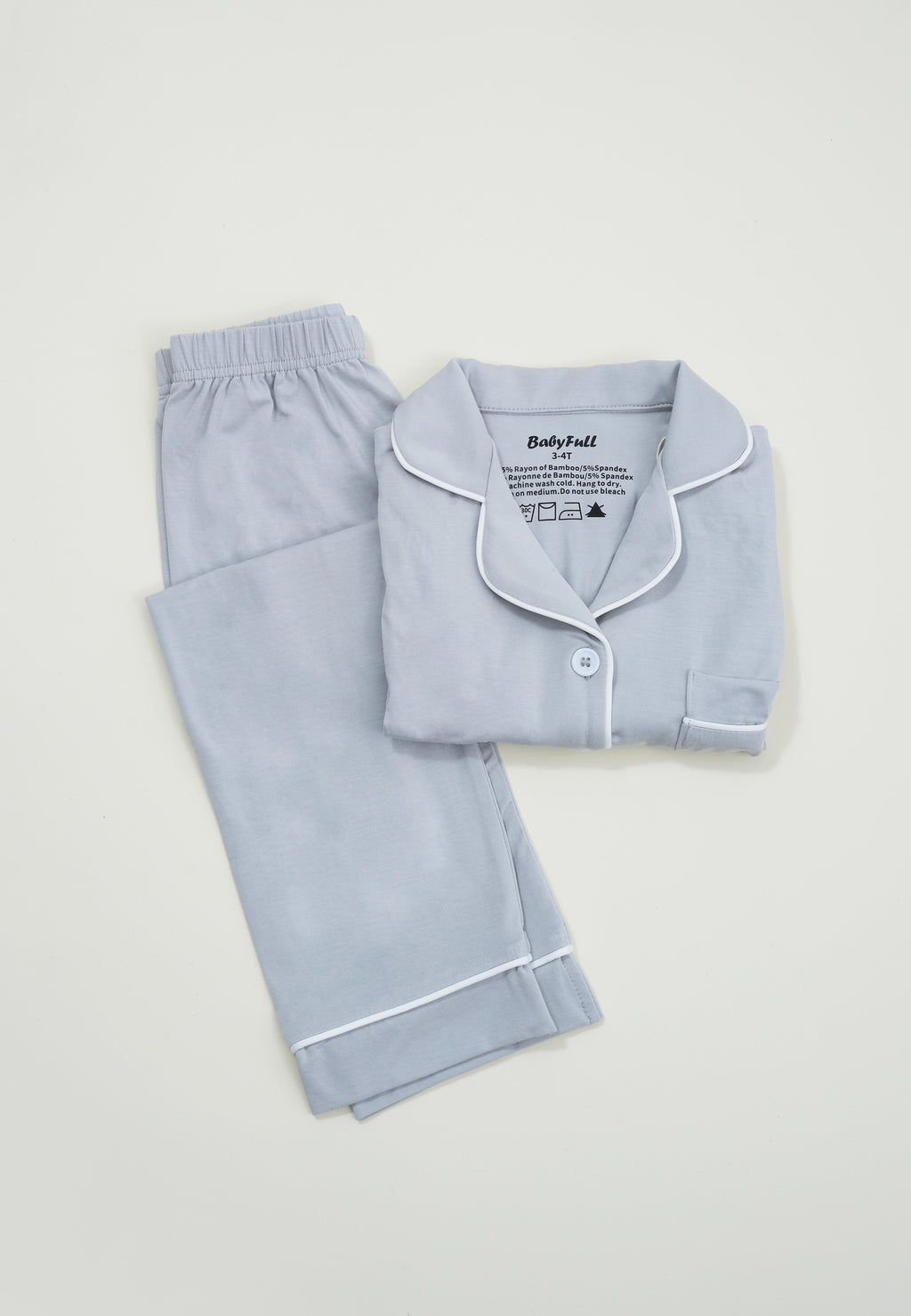 Long Sleeve Bamboo Polo Pajama set - Baby Grey