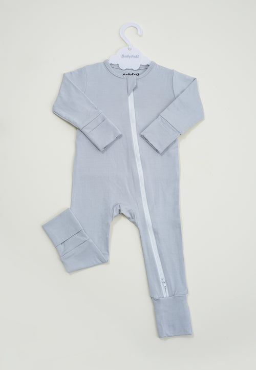 Bamboo Zippered Footie - Baby Grey