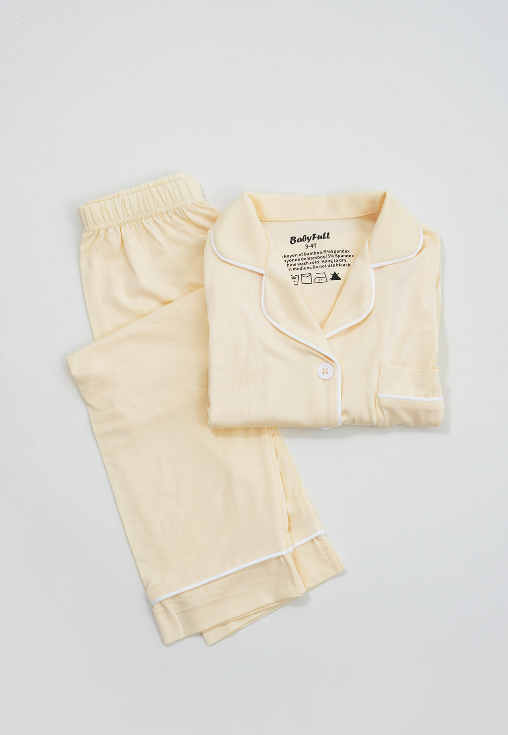 Long Sleeve Bamboo Polo Pajama set - Baby Yellow