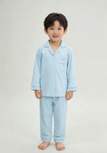 Long Sleeve Bamboo Polo Pajama set - Baby Blue