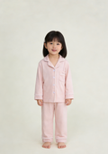Long Sleeve Bamboo Polo Pajama set - Baby Pink